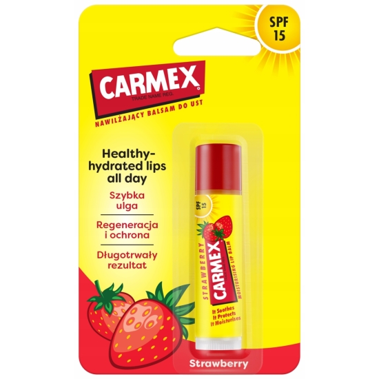 Carmex - Amerykański Balsam do Ust z SPF 15 o Smaku Truskawkowym 4,25g